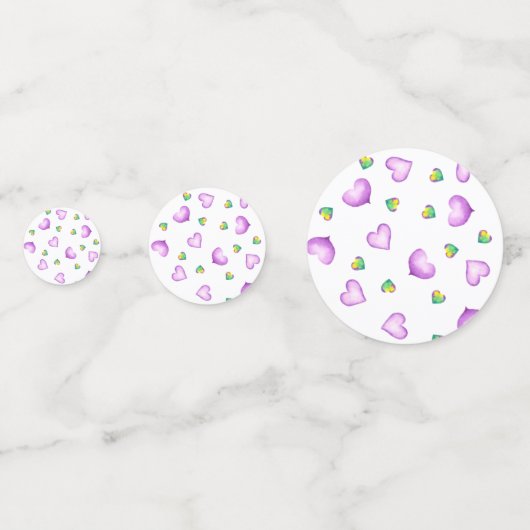 かわいいロマンチック紫ハートバレンタインデー コンフェッティ (裏面)