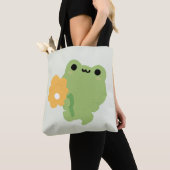 かわいいロマンティックなカエル トートバッグ (クローズアップ)