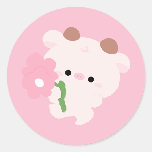 かわいいロマンティックカウ ラウンドシール (正面)