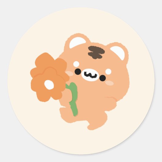 かわいいロマンティックタイガー ラウンドシール (正面)