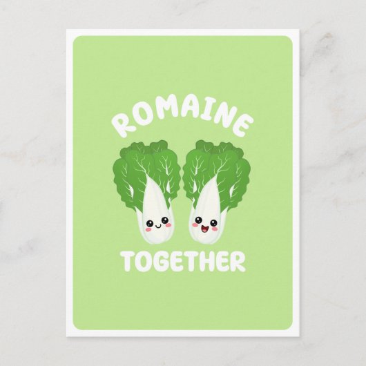 かわいいロメインレタスのカップル野菜食品パンプン ポストカード (正面)