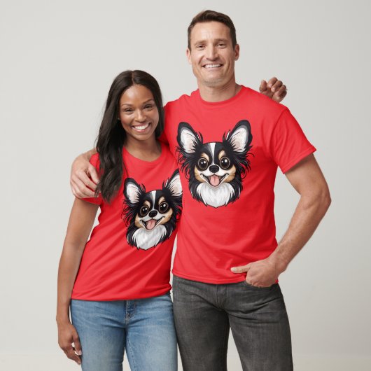 かわいいロングヘアトリコラーチワワ Tシャツ (ユニセックス)