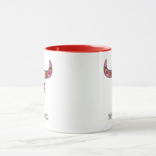 かわいいロングホーンパーソナライズされたスカルバレンタインデー マグカップ (中央)