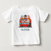かわいいロンドンの2階建てバスと魅力的な赤ちゃん ベビーTシャツ (正面)