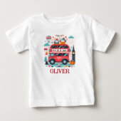 かわいいロンドンの2階建てバスと魅力的な赤ちゃん ベビーTシャツ (正面)