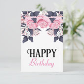 かわいいローズの誕生日カード サンキューカード (スタンド正面)