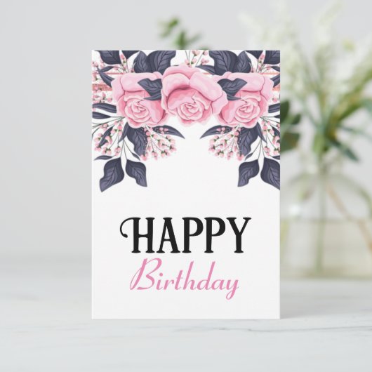 かわいいローズの誕生日カード サンキューカード (スタンド正面)