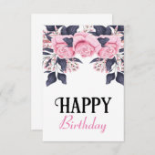 かわいいローズの誕生日カード サンキューカード (正面/裏面)