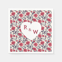 かわいいローズウェディングナプキン スタンダードカクテルナプキン