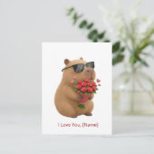 かわいいローズカピバラ 愛してる オーダーネーム ポストカード (スタンド正面)