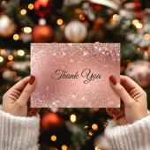 かわいいローズゴールドの偽グリッター サンキューカード