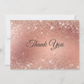 かわいいローズゴールドの疑似グリッター サンキューカード (正面)