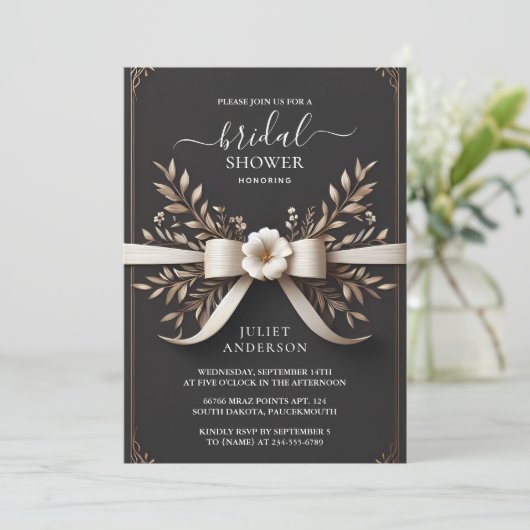 かわいいロープで結び目ブライダルシャワー 招待状 (スタンド正面)