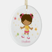 かわいいローラーのスケート選手の女の子の名前入りなオーナメント セラミックオーナメント (右)