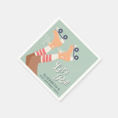 かわいいローラースケートで滑る誕生日パーティー スタンダードカクテルナプキン (角)