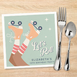 かわいいローラースケートで滑る誕生日パーティー スタンダードカクテルナプキン