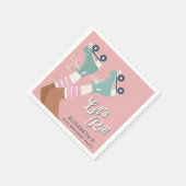 かわいいローラースケートで滑る誕生日パーティー スタンダードカクテルナプキン (角)