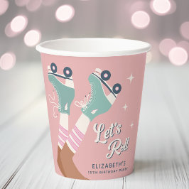 かわいいローラースケートで滑る誕生日パーティー 紙コップ