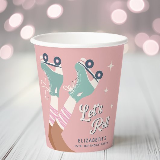かわいいローラースケートで滑る誕生日パーティー 紙コップ