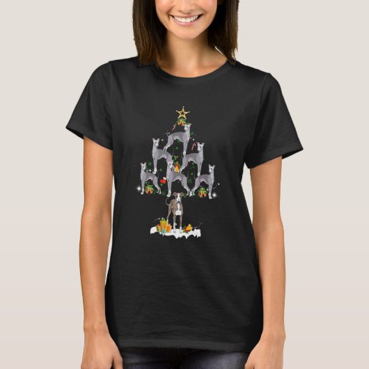 かわいいワイマラードッグクリスマスツリーオーナメントの装飾 Tシャツ (正面)