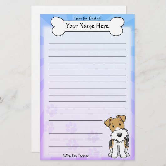 かわいいワイヤーフォックステリア犬の文房具 便箋 (正面/裏面)