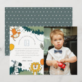 かわいいワイルドジャングル動物の子供写真誕生日 サンキューカード (正面/裏面)