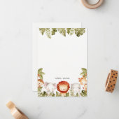かわいいワイルドトロピカルサファリ動物の子供の誕生日 ノートカード (正面/裏面インサイチュ)