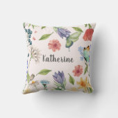 かわいいワイルドフラワーガールベビー子供部屋デコールモノグラム クッション (裏面)