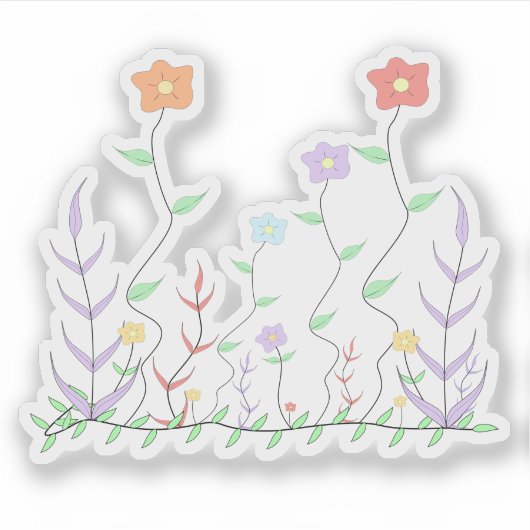 かわいいワイルドフラワービニールシール シール (正面)