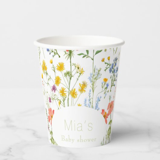 かわいいワイルドフラワーベビーシャワー 紙コップ (正面)
