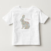 かわいいワイルドフラワーラビットイースター春の名前 トドラーTシャツ (正面)