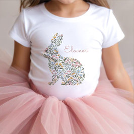 かわいいワイルドフラワーラビットイースター春の名前 トドラーTシャツ