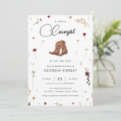 かわいいワイルドフラワーリトル女性のカーボーイ西ベビーシャワー 招待状 (スタンド正面)