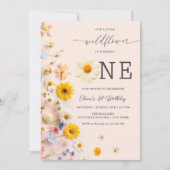 かわいいワイルドフラワー1歳の誕生日招待状 招待状 (正面)