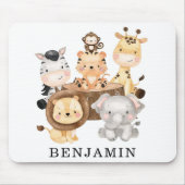 かわいいワイルドベビーサファリ動物カスタムズモノグラム名 マウスパッド (正面)