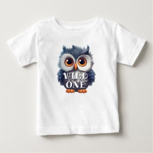 かわいいワイルドワンウッドランドフクロウ ベビーTシャツ