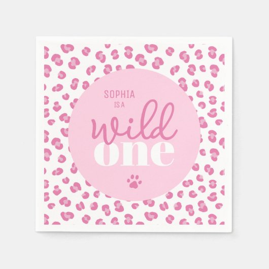 かわいいワイルドワンガール1st誕生日パーティー スタンダードカクテルナプキン (正面)