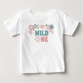 かわいいワイルドワンガール1st誕生日 ベビーTシャツ