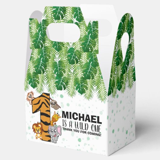 かわいいワイルドワンサファリジャングルアニマルファースト誕生日 フェイバーボックス (オープン)