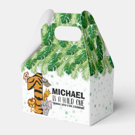 かわいいワイルドワンサファリジャングルアニマルファースト誕生日 フェイバーボックス