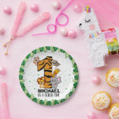 かわいいワイルドワンサファリジャングルアニマルファースト誕生日 ペーパープレート (パーティー)