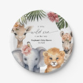 かわいいワイルドワンサファリベビーアニマルガールシャワー ペーパープレート (正面)