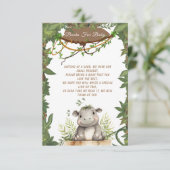 かわいいワイルドワンサファリベビーヒポタムスベビーシャワー エンクロージャーカード (スタンド正面)