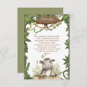 かわいいワイルドワンサファリベビーヒポタムスベビーシャワー サンキューカード (正面/裏面)