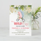 かわいいワイルドワンサファリポルキューパインバイク1st誕生日 招待状 (スタンド正面)