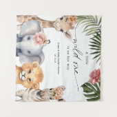 かわいいワイルドワンサファリ動物の赤ちゃんシャワー背景 タペストリー (正面(横))