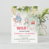 かわいいワイルドワンサファリ動物バイク1stバースデーフロロ 招待状 (スタンド正面)