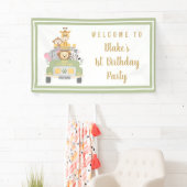 かわいいワイルドワンサファリ1歳の誕生日パーティーへようこそ 横断幕 (インサイチュ)