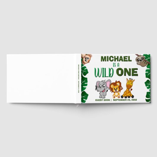 かわいいワイルドワンジャングルサファリアニマルファースト誕生日 ゲストブック (全面)