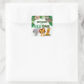 かわいいワイルドワンジャングルサファリアニマルファースト誕生日 スクエアシール (バッグ)